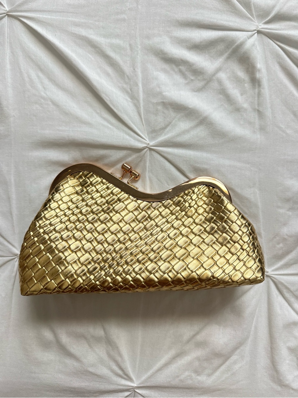SHEIN Metallic Gold Woven Clutch